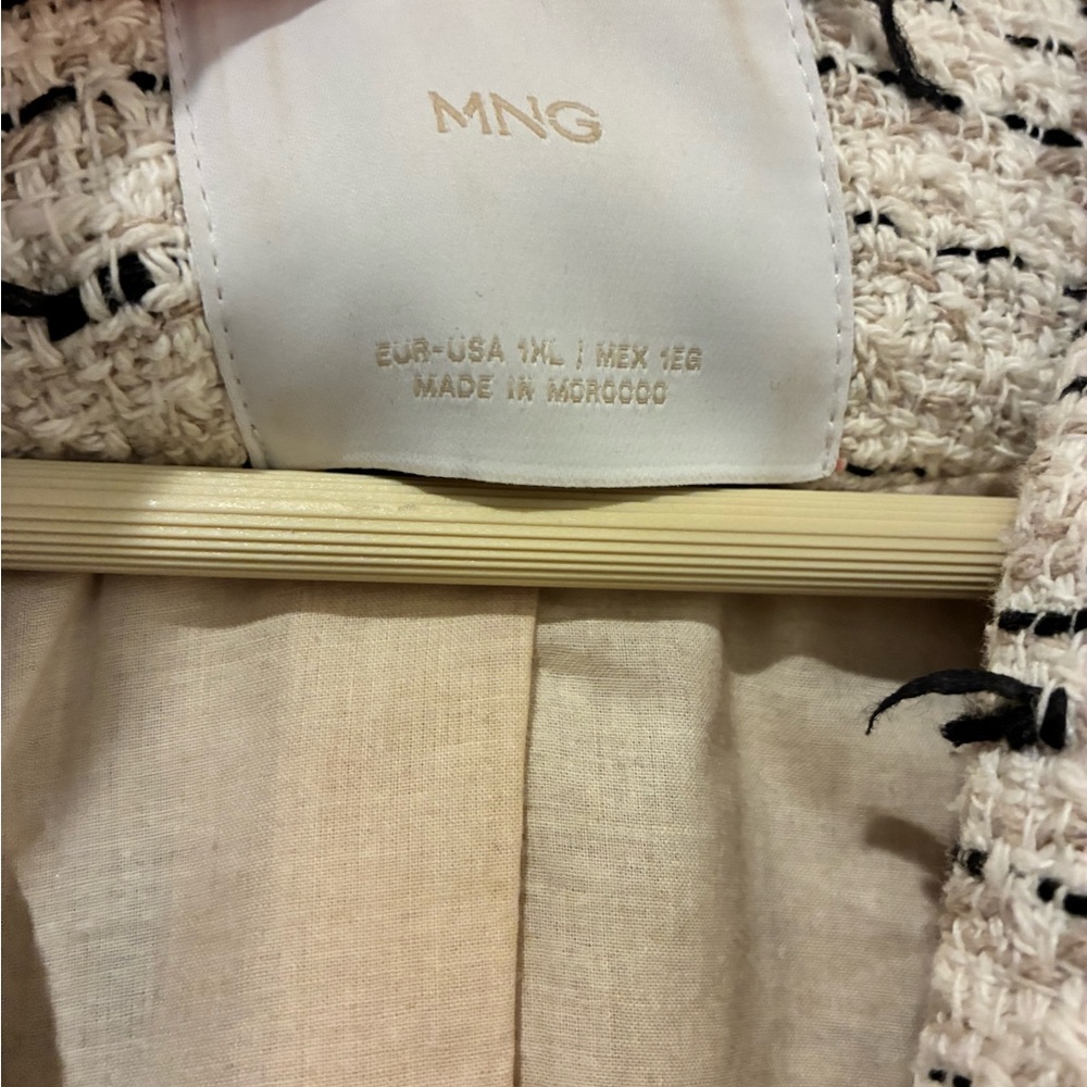Mango Cream and Black Textured Blazer